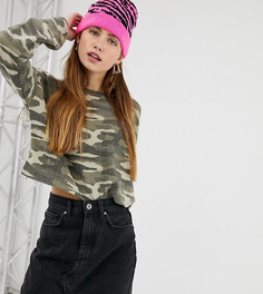 Укороченный свитшот с камуфляжным принтом Bershka - Зеленый