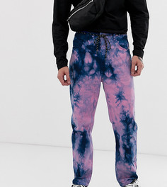Розовые прямые джинсы с принтом тай-дай COLLUSION x005 - Мульти