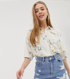 Свободная рубашка с гавайским принтом Pull&Bear - Белый