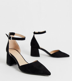Черные туфли на блочном каблуке с ремешком для очень широкой стопы Simply Be Estee - Черный