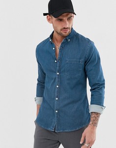 Облегающая эластичная джинсовая рубашка ASOS DESIGN - Синий