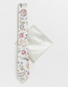 Галстук и платок для пиджака с принтом либерти Gianni Feraud - Белый