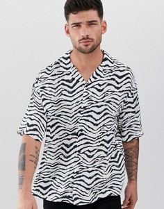 Рубашка с короткими рукавами и зебровым принтом Pull&Bear - Белый