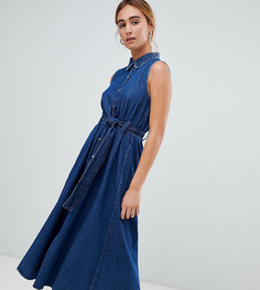Джинсовое платье с поясом Pull&bear - Синий