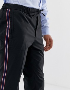 Черные брюки слим с полосками по бокам Burton Menswear - Черный