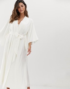 Белое длинное кимоно с поясом Lindex bridal - Белый