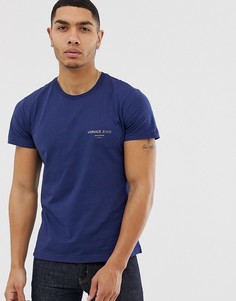 Синяя футболка с логотипом на груди Versace Jeans - Синий