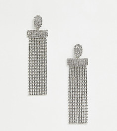 Серьги-подвески со стразами DesignB London - Серебряный