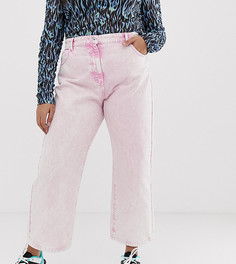 Розовые джинсы прямого кроя с эффектом кислотной стирки COLLUSION Plus x005 - Розовый