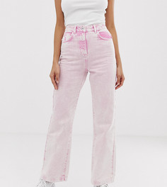 Розовые прямые джинсы с эффектом кислотной стирки COLLUSION Tall x005 - Розовый