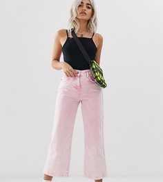Розовые джинсы прямого кроя с эффектом кислотной стирки COLLUSION Petite x005 - Розовый