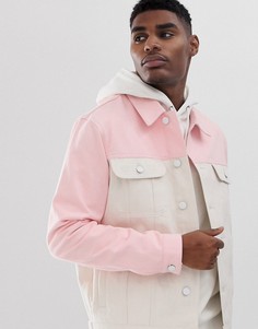 Джинсовая куртка oversize в стиле колор блок ASOS DESIGN - Белый
