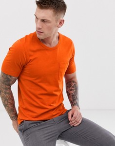 Свободная футболка из органического хлопка с карманом на груди Selected Homme - Оранжевый