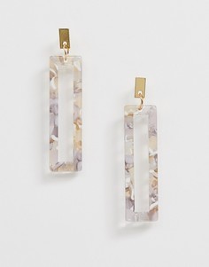 Серьги-подвески с прямоугольным дизайном Nylon - Серебряный