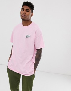 Розовая oversize-футболка с надписью NYC boohooMAN - Розовый