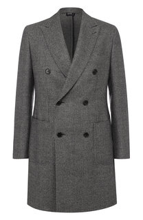 Однобортное пальто из смеси шерсти и кашемира с шелком