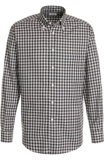 Хлопковая рубашка в клетку с воротником button down