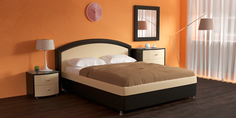 Мягкая кровать 200х160 Малибу вариант №8 с подъемным механизмом (Бежевый/Шоколад) Home Me