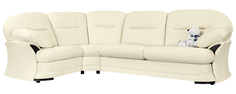 Диван тканевый угловой Ланкастер Luxe молочный (Экокожа, левый) Home Me
