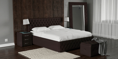 Мягкая кровать 200х160 Малибу вариант №4 с подъемным механизмом (Шоколад) Home Me