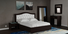 Мягкая кровать 200х160 Малибу вариант №9 с подъемным механизмом (Белый/Шоколад) Home Me