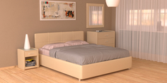 Мягкая кровать 200х160 Малибу вариант №10 с подъемным механизмом (Бежевый) Home Me