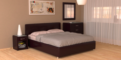 Мягкая кровать 200х160 Малибу вариант №10 с подъемным механизмом (Шоколад) Home Me