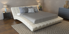 Мягкая кровать 200х160 Оливия с ортопедическим основанием (Luxe молочный) Home Me