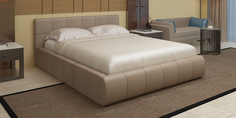 Мягкая кровать 200х160 Афина с подъемным механизмом (Luxe темно-бежевый) Home Me