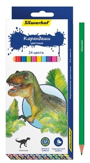 Карандаши цветные Динозавры 24 цветов Silwerhof