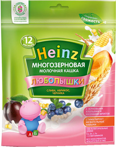 Каша Heinz Любопышки молочная многозерновая слива, абрикос, черника (с 12 месяцев) 200 г