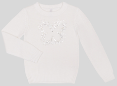 Пуловер для девочки Весенние бабочки, белый Barkito