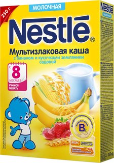 Каша Nestlé Молочная мультизлаковая с бананом и земляникой (с 8 месяцев) 250 г Nestle