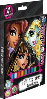 Набор цветных фломастеров Monster High 12 шт