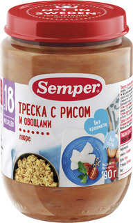 Пюре Semper Треска с рисом и овощами (с 18 месяцев) 190 г