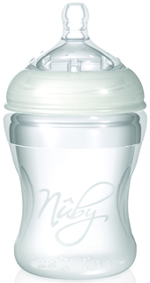 Бутылочка для кормления Natural Touch с силиконовой соской средний поток 3 мес.+, 210 мл. Nuby