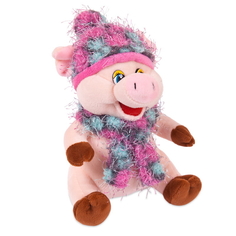Мягкая игрушка Свинка в розовых шарфике и шапочке A Btoys