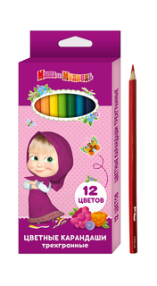 Цветные карандаши 12 цветов Маша и медведь