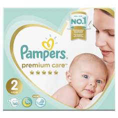 Подгузники Premium Care New Baby 2 (4-8 кг) 160 шт. Pampers