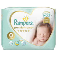 Подгузники Premium Care Newborn 0 (1,5-2,5 кг) 30 шт. Pampers