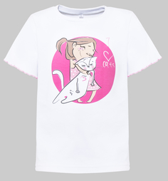 Пижама для девочки Сновидения верх - белый, низ - розовый с рисунком в горошек Barkito