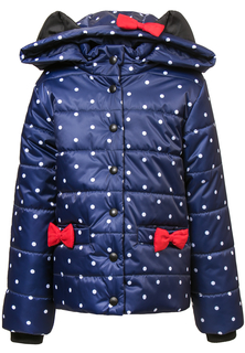 Куртка осенняя для девочки темно-синяя с рисунком в горошек Barkito
