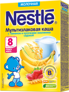 Каша Nestlé Молочная мультизлаковая с бананом и земляникой (с 8 месяцев) 220 г Nestle