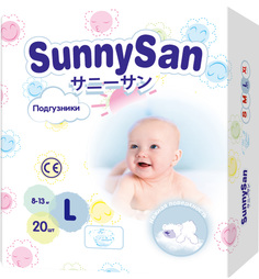 Подгузники L (8 - 13 кг) 20 шт. Sunny San