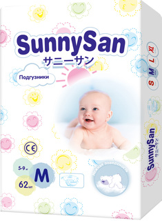 Подгузники M (5 - 9 кг) 62 шт. Sunny San