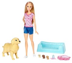 Игровой набор Barbie Кукла и собака с новорожденными щенками Mattel