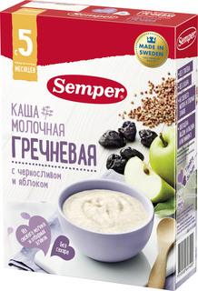 Каша Semper Молочная гречневая с черносливом и яблоком (с 5 месяцев) 200 г