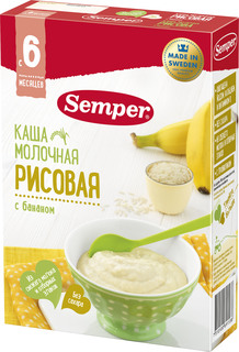 Каша Semper Молочная рисовая с бананом (с 6 месяцев) 200 г