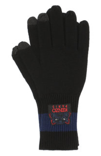 Шерстяные перчатки с нашивкой