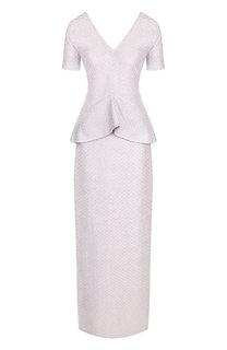 Приталенное платье-макси фактурной вязки с оборкой